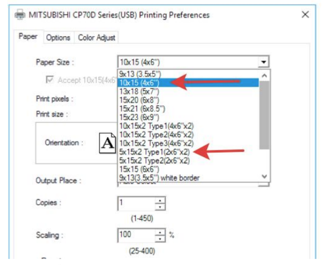 Adjust Printer Settings between 4x6 and 2x6 prints Selfie Booth Help